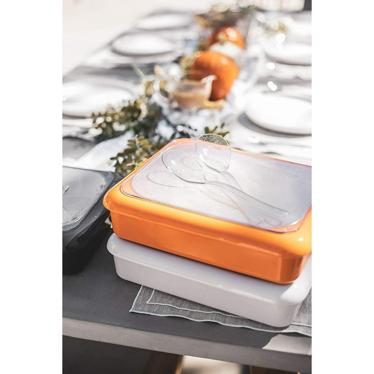  Fancy Panz Premium Dress Up & Protect Your Foil Pan, Made in  USA. Hot/Cold Gel Pack, One Half Sized Foil Pan & Serving Spoon Included.  Stackable for easy travel. (White): Home