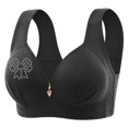 thumbnail image 4 of Bras Front Closure Wireless Push Up Bra With Fixed Cup Queen Size Zero-Irritation Bra Black 36, 4 of 7