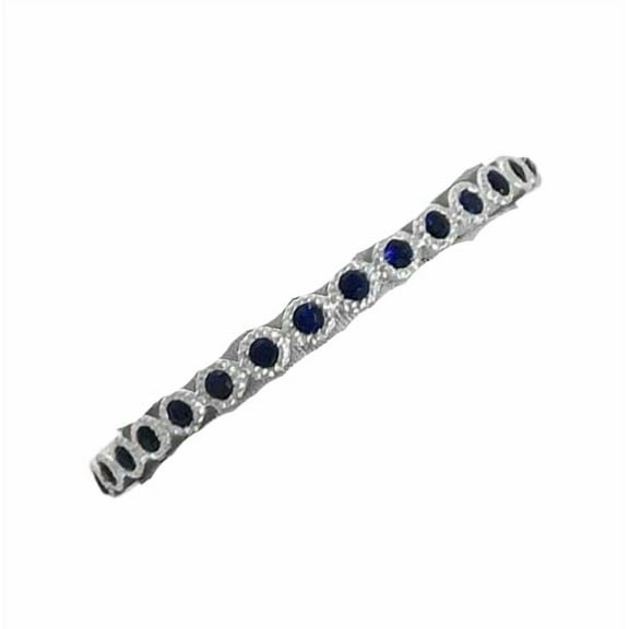 HeartsAndYou 2ct Natural Blue Sapphire Eternity Stylish Wedding Band 14k SOLID White Gold