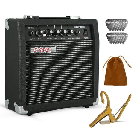 5 Core Guitar Amp 20W Electric Portable Mini Amplifier w Built in 6.5" Speaker Aux Headphone Jack