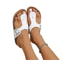 thumbnail image 5 of IEMIEMIEM Womens Orthopedic Sandals Leather Insole Slides Sandals for Women Adjustable Buckle Summer Thong Sandals Outdoor Walking Slides White 9 Wide, 5 of 5