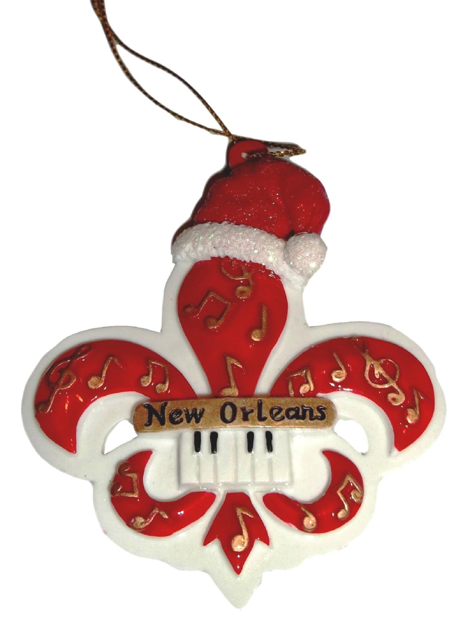 Red Music Fleur De Lis New Orleans Christmas Ornament Party Favors 