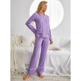 thumbnail image 5 of Women's Pajama Set V-neck Long Sleeve with Pockets and Pants Sleepwear 2 Piece Soft Homewear Pjs Set, 5 of 8