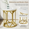thumbnail image 7 of Tribesigns Faux Marble Side Table, Modern Round End Table with Unique Diamond Frame, Small Coffee Accent Table for Living Room Bedroom Small Spaces, White/Gold, 7 of 7