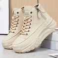 thumbnail image 2 of Women's Fashion Platform High Top Sneakers Casual Lace Up Canvas Shoes Comfortable Daily Walking Shoes For Women, 2 of 6