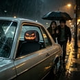 thumbnail image 2 of Halloween Orange Evil Jack‑O‑Lantern Car Headrest Covers, 2‑Pack Spooky Sinister Pumpkin Demon Face Print Vehicle Seat Head Rest Protector for Car Interior Halloween Decor, 2 of 5