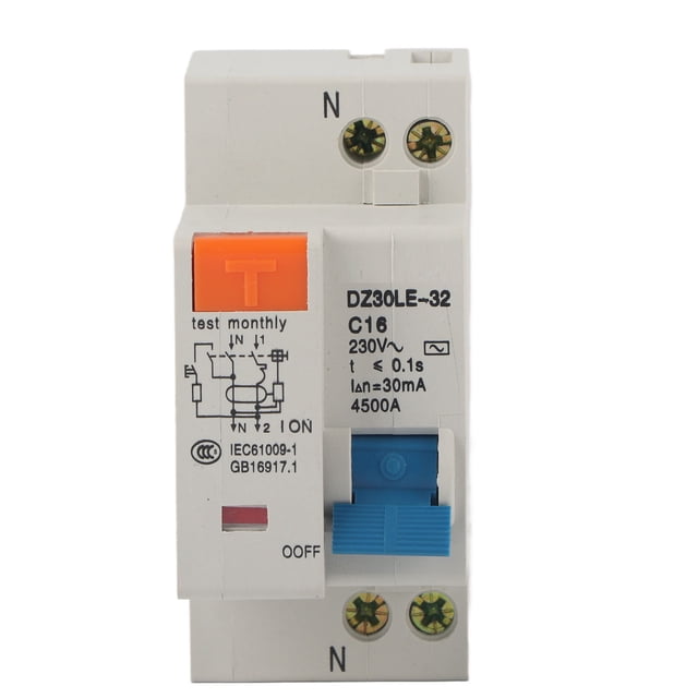 Disjoncteur, 1P 16A 220V Protection contre les Fuites ABS Matériel Disjoncteur de Fuite pour la Protection de Distribution de Puissance