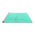 thumbnail image 2 of Ahgly Company Machine Washable Indoor Round Oriental Turquoise Blue Traditional Area Rugs, 7' Round, 2 of 4