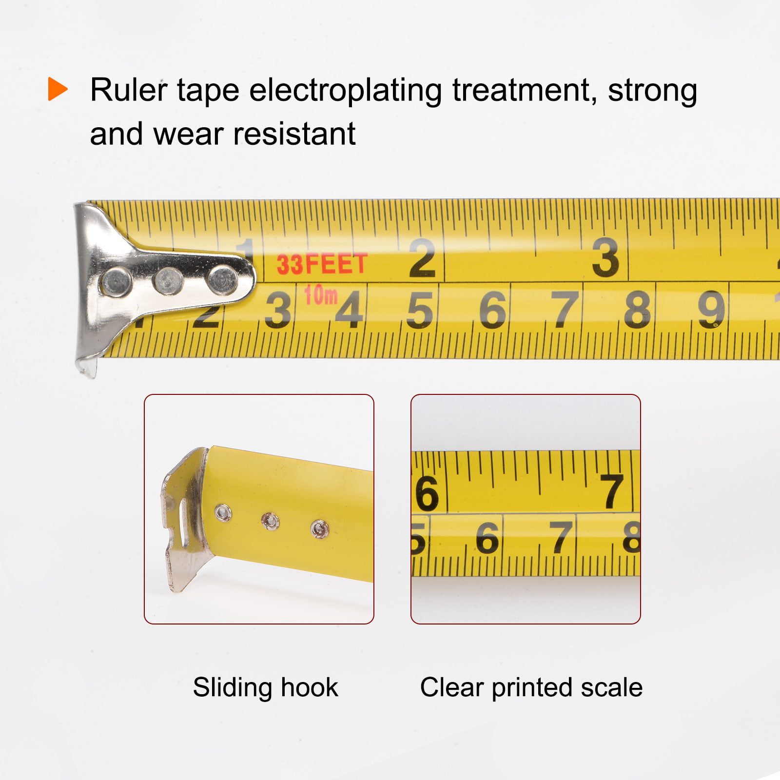 10M 32ft Tape Measure 1/8 Fractions Double Scale Steel Measuring Tape 25mm Wide, Accuracy 1/32