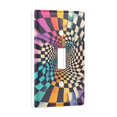 thumbnail image 2 of Yayeee Toggle Light Switch Wall Plate 1-Gang 4.5"x2.7" Home Decorative Outlet Cover, Beige Wavy Plaid, 2 of 7