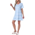 thumbnail image 4 of INSPIRE CHIC Womens Nightgown Short Sleeve Printed Sleepwear Sleepshirts Cute Night Shirts M Light Blue, 4 of 6