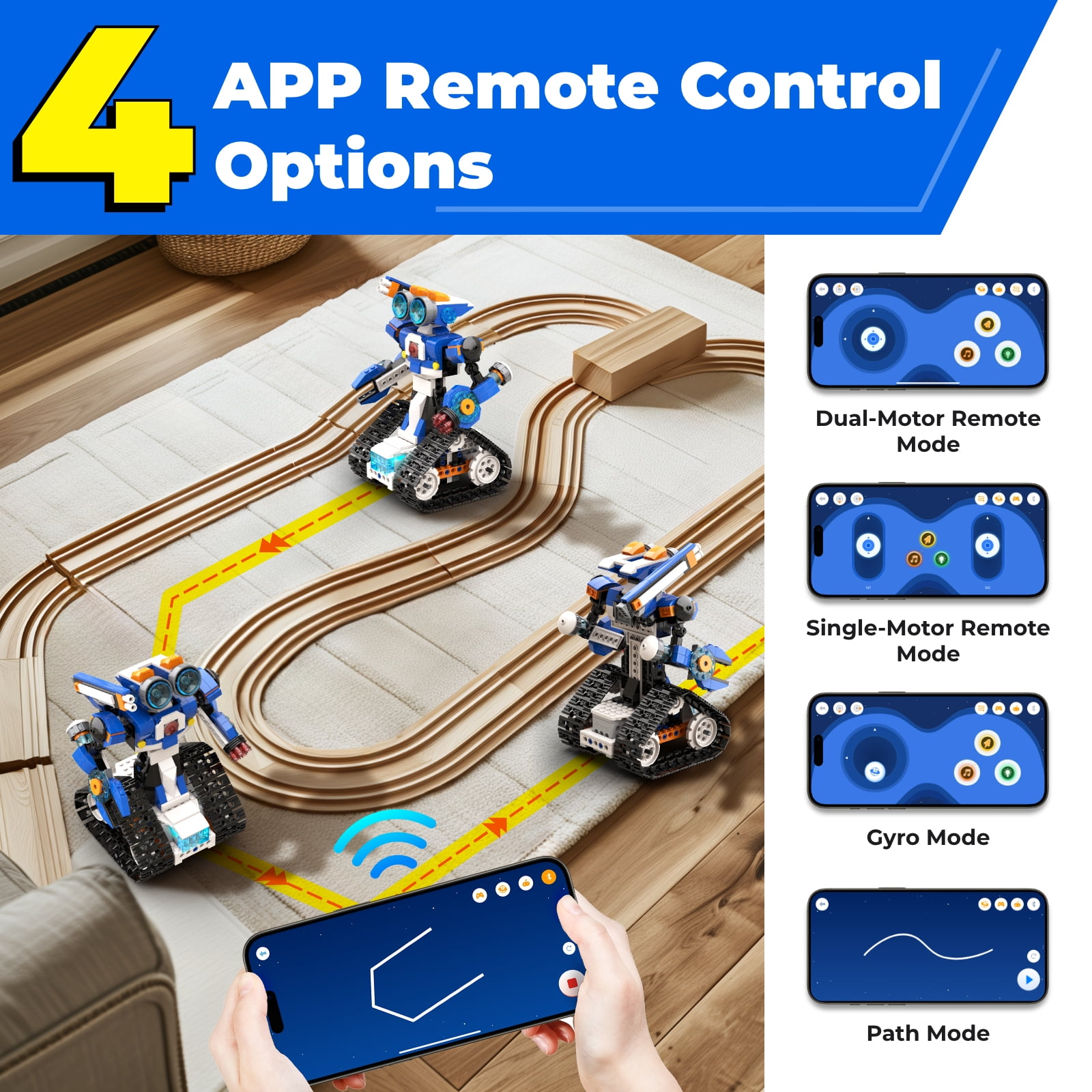 Apitor Robot J Robot Building Kit for Kids Ages 7-12, 6-in-1  STEM Educational Coding Toys with APP Remote Control, Science Engineering Gift for Boys & Girls, 4 Control Modes (480 Pieces)