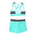 thumbnail image 4 of iiniim Girl's 2 Piece Swimsuit Tropical Print Tankini Sets Criss Cross Bathing Suit Summer Beach Swimwear Mint Green 12, 4 of 7