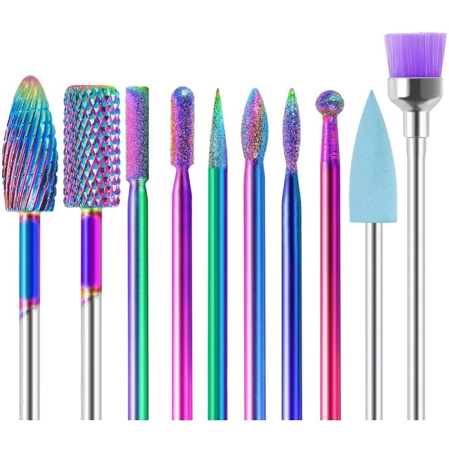 Kit de taladro eléctrico para uñas, 10 Uds., limas de uñas eléctricas de carburo de tungsteno de 3/32 ", uso en salón en casa, juegos de brocas para uñas