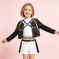 thumbnail image 6 of G'irl's Pop Star Cosplay Costume, Pop Singer Sequin Anime Game Idol Stage Performance Outfit, Jacket Shorts Set with Purple Braid for Halloween Fancy Dress, 6 of 7
