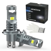 LOUVEROLA 2 Pack H4 LED Headlight Bulbs, New Generation 100W 16000 Lumen 600% Super Brighter Led Lights with 12000 RMP Fan, Halogen Replacement Low Beam, 6500K Cool White, Plug and Play