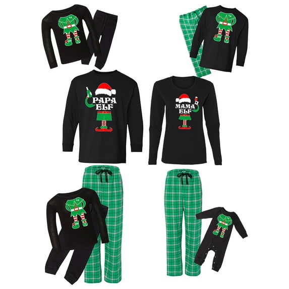 Awkward Styles Family Christmas Pajamas Set Green Funny Elf Squad Matching Sleepwear