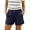 Navy, variant on UDAUDU Womens Linen Shorts High Waist Casual Summer Shorts Button Down Straight Leg Bermuda Beach Shorts with Pockets Blue 2XL
