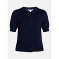 thumbnail image 7 of Time and Tru Women's Crewneck Cardigan with Short Sleeves, Lightweight, Sizes XS-XXXL, 7 of 7