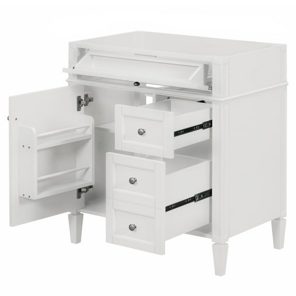 Miekor Furniture 30" Bathroom Vanity without Top Sink, Modern Bathroom Storage Cabinet with 2 Drawers and a Tip-out Drawer 29922