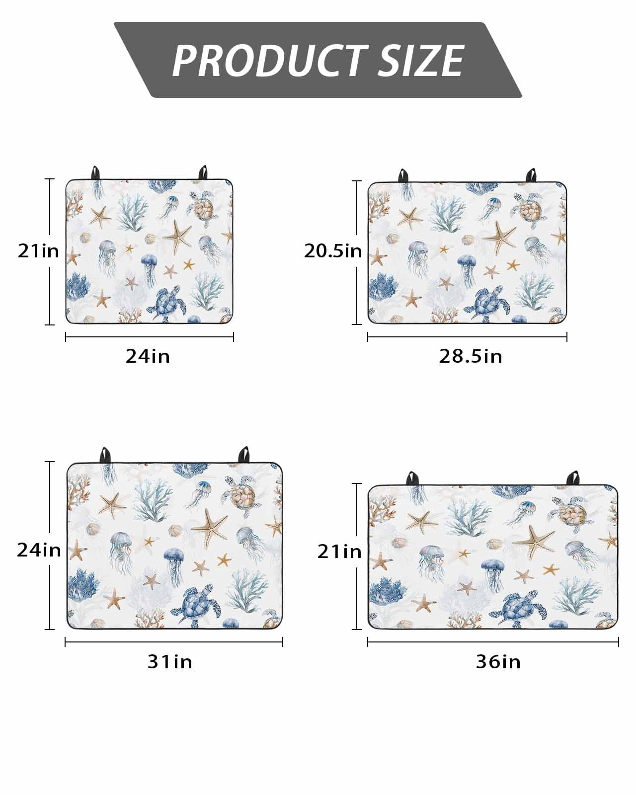 Stove Top Covers for Electric Stove, Blue Brown Coastal Glass Stovetop Cover Protector, Nautical Summer Beach Sea Turtle Induction Cooktop Protector Oven Mat for Kitchen Countertop 24"x21"