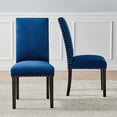 thumbnail image 3 of Modway Parcel Performance Velvet Dining Side Chairs - Set of 2 in Navy, 3 of 11