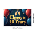 thumbnail image 3 of LUUFILx Cheers to 10 Years Anniversary Backdrop Celebration Decoration Party Supplies Milestone Event Photography Props Background Banner Decor, 3 of 8