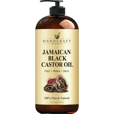 Handcraft Jamaican Black Castor Oil for Hair Growth, Eyelashes and Eyebrows - 100% Pure and Natural Carrier Oil & Body Oil - Use As Aromatherapy Carrier Oil, Moisturizing Massage Oil - 16 fl. oz