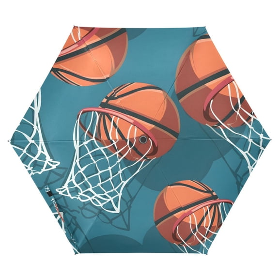 ALAZA Basketball-a1 UPF 50 Compact Folding Umbrella for Rain Travel Umbrella Packable