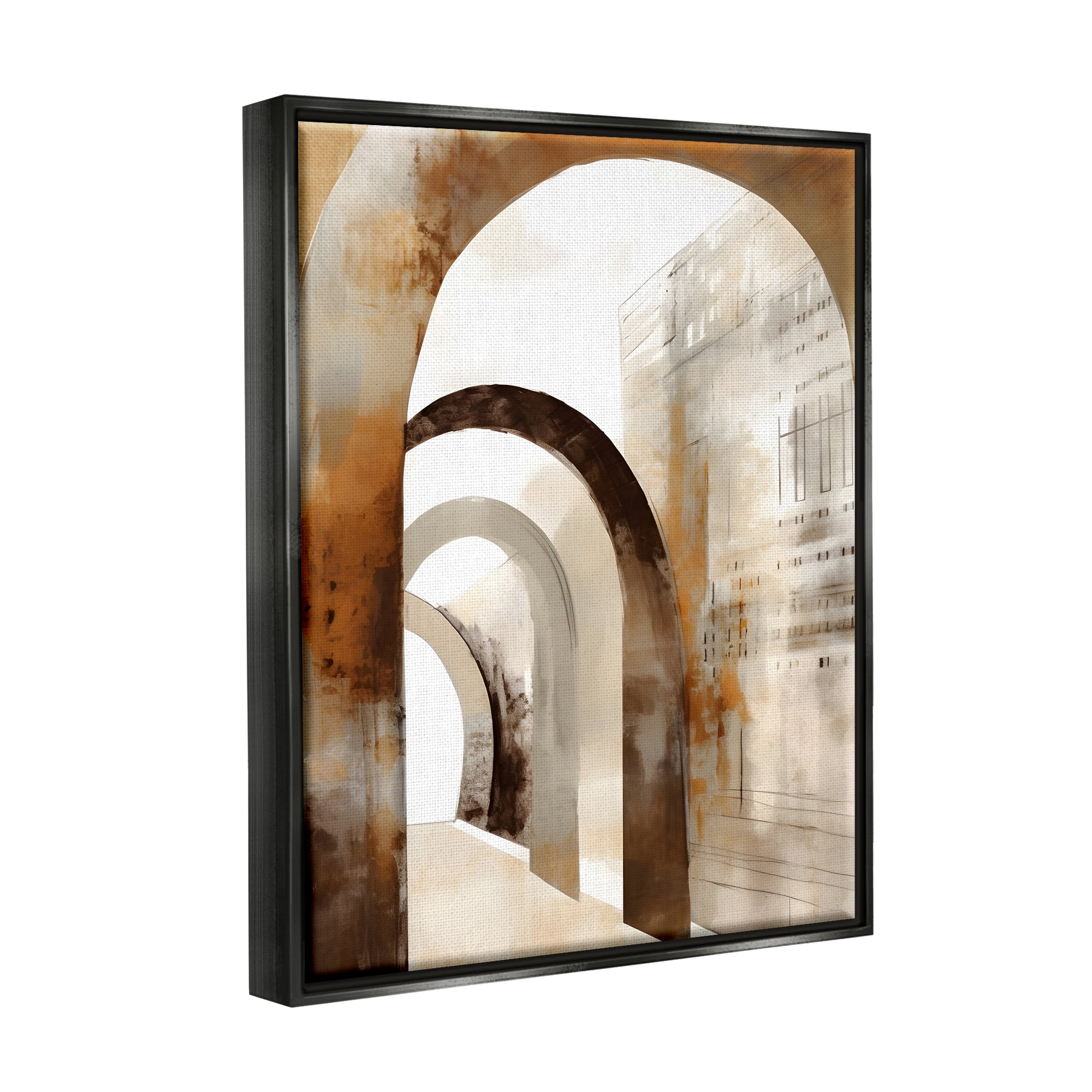 Stupell Industries Rustic Arch Architecture Abstract Painting Black Floater Framed Canvas Art Print Wall Art, 25 x 31