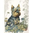 thumbnail image 1 of Yorkshire Terrier Dog in Wildflowers Watercolour Illustration Unframed Wall Art Print Poster Home Decor Premium, 1 of 4