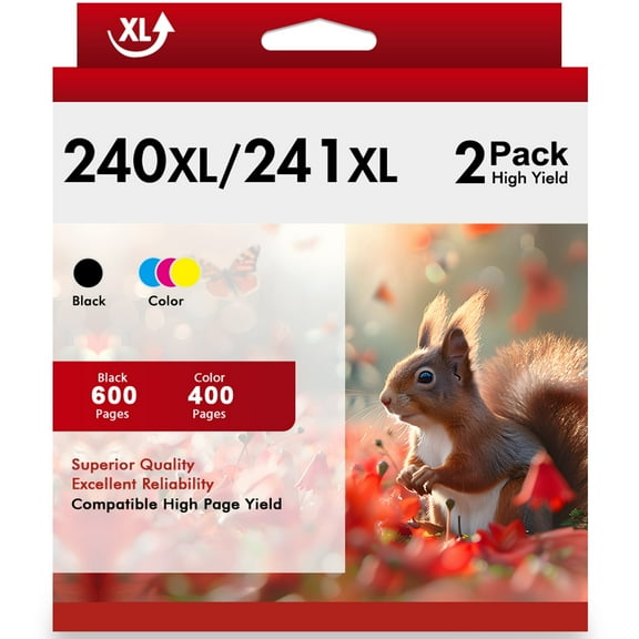 240XL 241XL Ink Cartridges Compatible for Canon 240 241 PG-240XL CL-241XL Printer Ink Combo Pack for MG3620 MX470 MG3520 TS5120 MG3522 MG3122 MX432 Printer PG240xl & CL241xl (2 Pack)