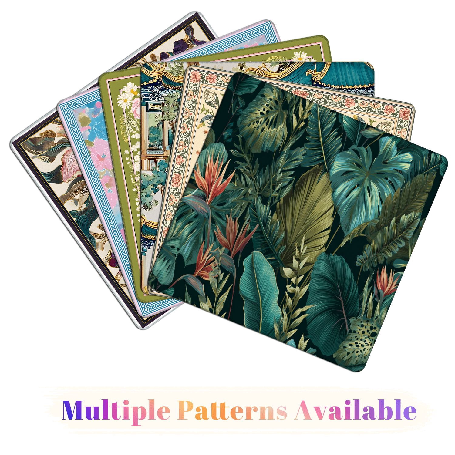 Mahjong Mat 31.5" x 31.5" palm frond Tropical leaves seamless Banana leaf Non-Slip Noise Reduction American Mahjong Tiles Table Cover for Dominoes Poker Card Board Games Gift