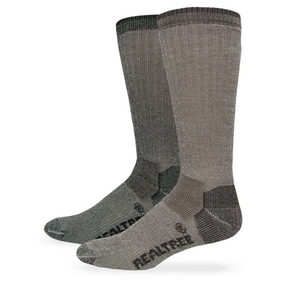 Realtree Mens Socks, 70% Merino Wool Cushion Outdoor Wicking Crew Boot Socks, 2 Pair
