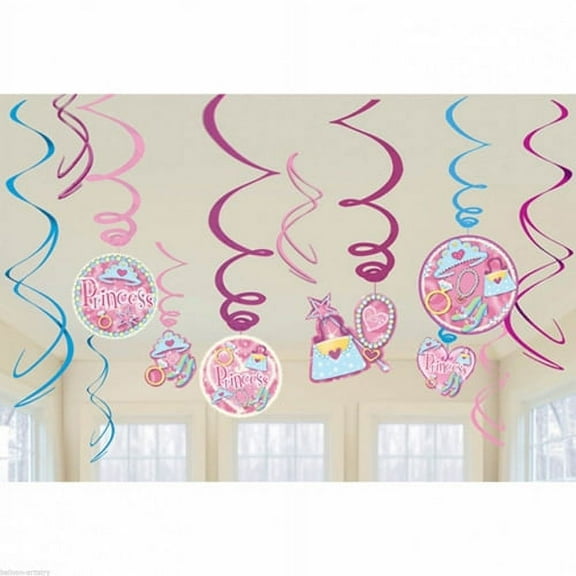 Princess Hanging Swirl Decorations (12pc)