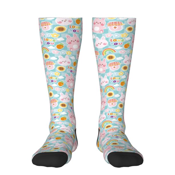 Balery Love You Rabbit Calcetines novedosos Calcetines deportivos Calcetines hasta la rodilla Calcetines de algodón Calcetines originales y geniales