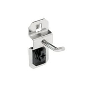 Triton Products® Stainless Steel LocHook 1" Single Rod 30-Degree Bend 3/16"D Stainless Steel Pegboard Hook for Stainless Steel LocBoard, 3pk