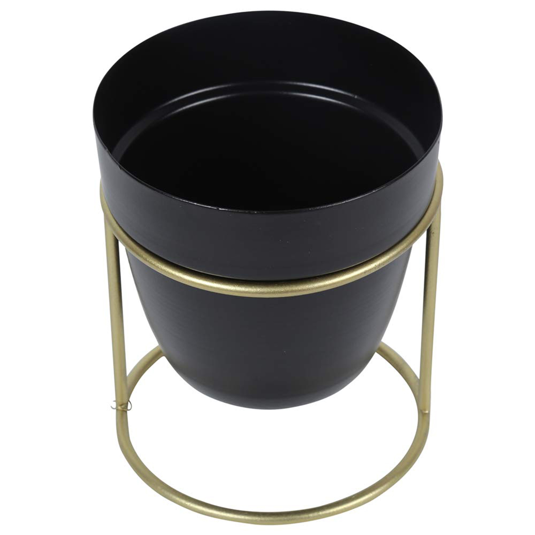 Kraft Seeds Decorative Metal Planter with Metal Stand Black (5.91x4