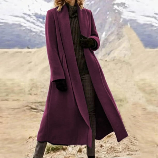 Puntoco Abrigo De Moda Para Mujer, Informal, Cómodo, Liso, De Manga Larga, Con Bolsillo, Sin Capucha, Con Cuello Vuelto