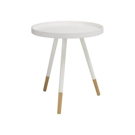 GFurn 1319079 Innis Round Tray Side Table, White