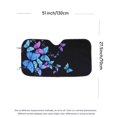 thumbnail image 2 of 1pc Black Background Blue Butterfly Print Car Sun Visor For Windshield Blocks UV Rays Visor Protector Foldable Sun Shield Keeps Cool,51" x 27.5", 2 of 5