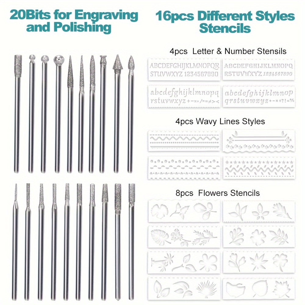 Electric Engraving Pen Kit, Engraving Tool Kit Cordless Engraver Pen USB Rechargeable DIY Etching Pen Rotary Tool For Glass Wood Metal Stone Plastic Nails And Jewelry