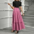 thumbnail image 2 of TQWQT Church Dresses for Women Work Trendy Short Sleeve Maxi Dresses Polka Dot Print Patchwork Ruffle Hem A Line Dresses Elegant Teacher Outfits Hot Pink S, 2 of 3