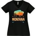 thumbnail image 3 of Inktastic Montana Gift Buffalo Silhouette Women's Plus Size V-Neck T-Shirt, 3 of 5