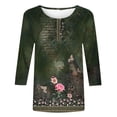 thumbnail image 4 of Pompotops T-shirt Mode Imprimé Ample Manches 3/4 Blouse Col Rond Tops Décontractés Liquidation, 4 of 5