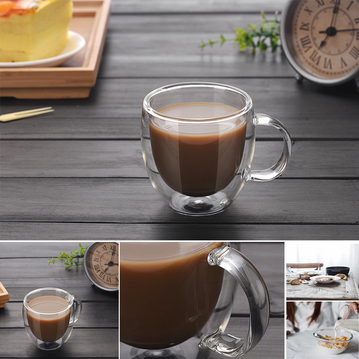 200ml Double Wall Glass Coffee Tea Cup Mug Heatresistant Double Layer