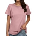 thumbnail image 2 of jiaxiM Casual Tops for Women Plain T Shirts for Women Short Sleeve Shirts Comfort Basic Tee Women's Basic White Shirts Women's Blouses,Light Pink, 2 of 4