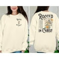 thumbnail image 3 of Fiaer Women Christian Sweatshirt Floral Graphic Plus Size Pullover Crew Neck Long Sleeve Baggy Trendy Tops Beige S, 3 of 4