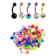 LUXE MODZ Belly Rings Colorful 14G Flexi and Surgical Steel Belly Rings Mix 20