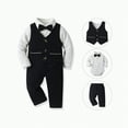 thumbnail image 4 of Xudanell Baby Boy Outfit Gentle Set First Birthday Outfit Boy T Shirt Tops Vest Coat Pants 4pcs, 4 of 9